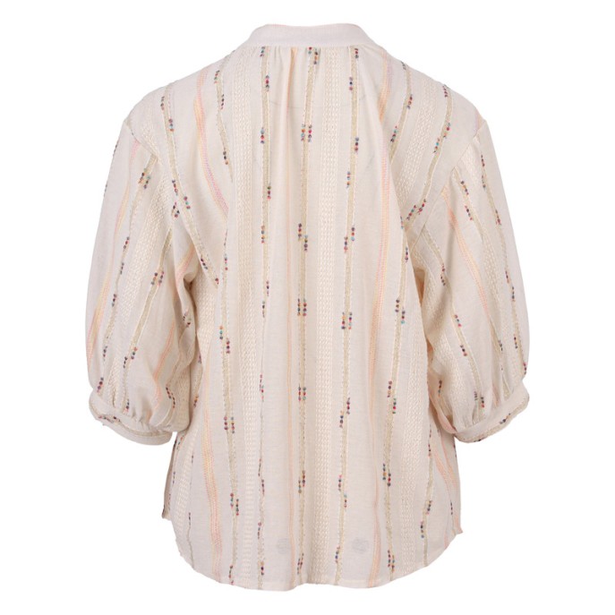 Enjoy Blouse oversized pofmouw Beige borduur